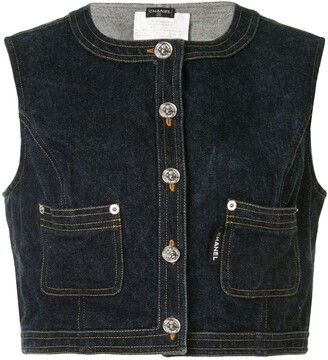 Chanel Pre Owned 1990s Cropped Denim Vest