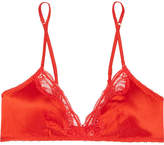 Thumbnail for your product : Stella McCartney Eloise Enchanting Lace-trimmed Stretch-silk Soft-cup Bra - Red