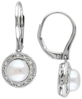 Thumbnail for your product : Allura 7.5-8mm Freshwater Cultured Pearl and .05 CT. T.W. Diamond Leverback Earrings in Sterling Silver
