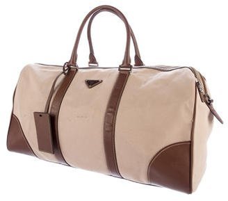 Prada Saffiano-Trimmed Canvas Weekender Bag