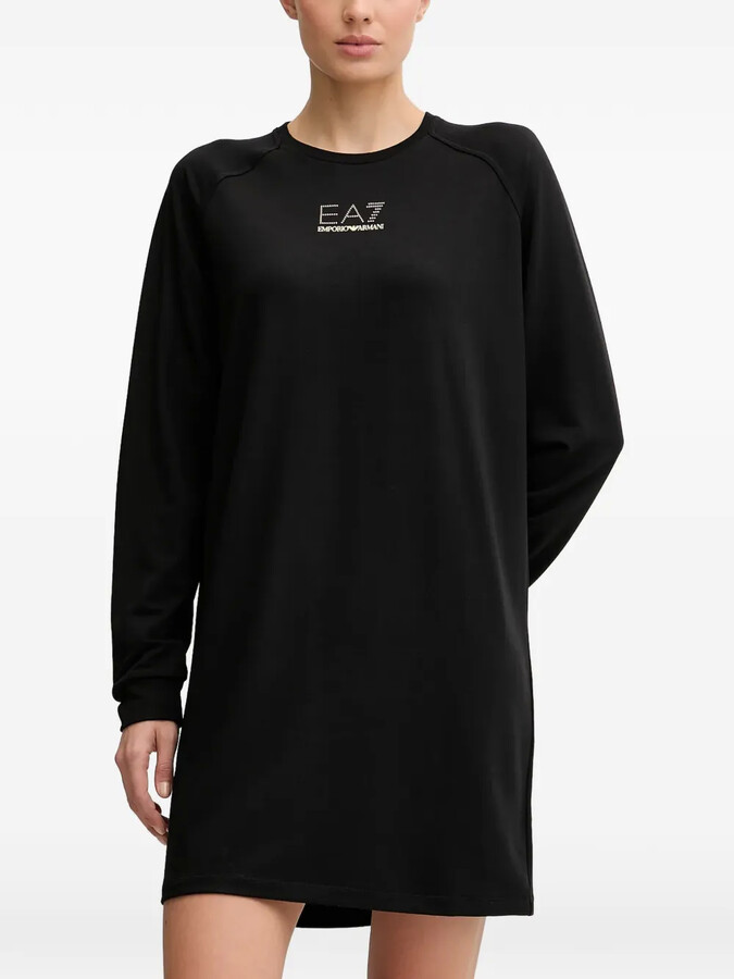 EA7 Emporio Armani Crew-Neck Long-Sleeve Logo Dress