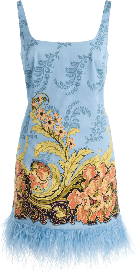 Cara Cara Carlie Feather-Trimmed Cotton-Sateen Mini Dress