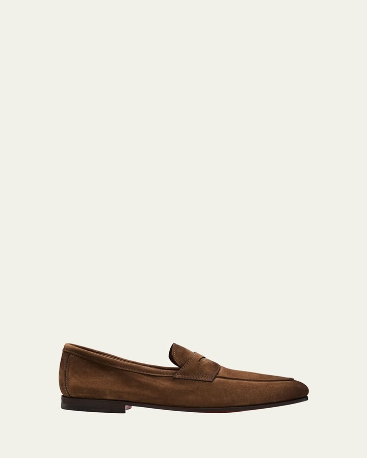 Santoni Men's Carlos Suede Penny Loafers