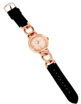 Thumbnail for your product : Betsey Johnson Ladies' Rose Gold-Tone Link & Leather Strap Watch
