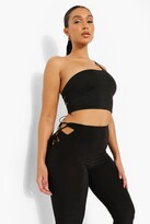 Thumbnail for your product : boohoo Cut Out Tie Detail Slinky Flare Trouser