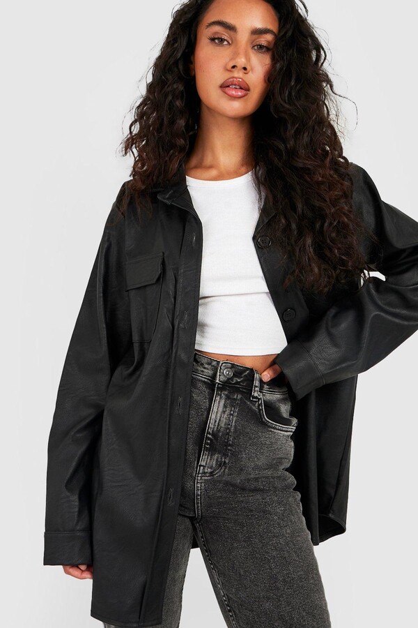 oversized faux leather jacket