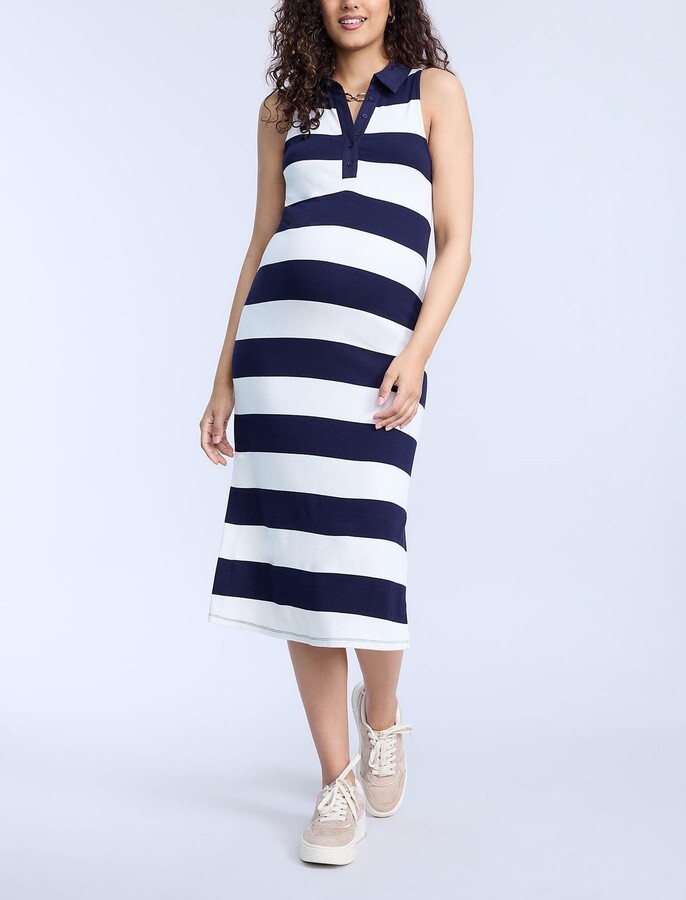 Motherhood Maternity Collared Sleeveless Polo Midi Dress