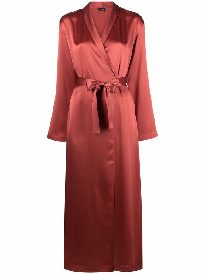 maroon silk robe