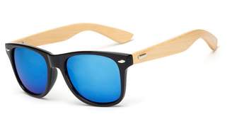 Long Keeper LongKeeper Men's Bamboo Wood Arms Classic Sunglasses (, Blue)