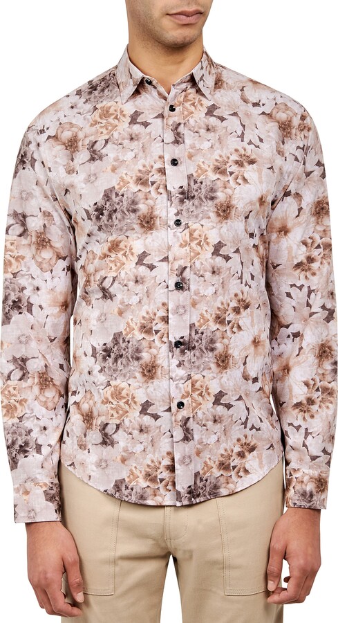 Brooklyn Brigade Slim Fit Floral 4-Way Stretch Performance Long Sleeve Shirt