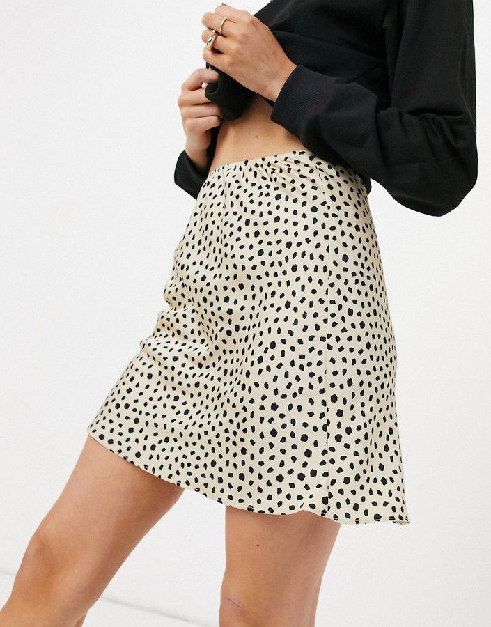 ASOS DESIGN mini satin slip skirt in animal print - ShopStyle