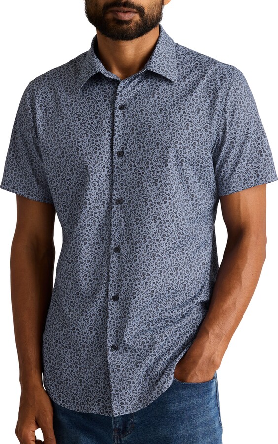 Tech Slim Fit Floral Short Sleeve Button-Up Shirt