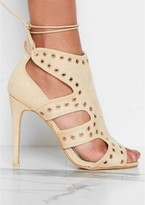 Thumbnail for your product : Missy Empire Aaliyah Cream Suede Eyelet Detail Cut Out Heels