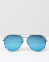 Thumbnail for your product : A. J. Morgan AJ Morgan Aviator Sunglasses in Turquoise Mirror with Cut Out Frame