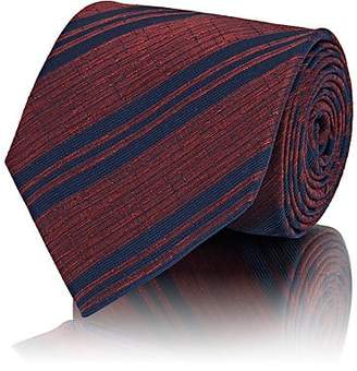 Barneys New York Men's Striped Silk Shantung Necktie - Red