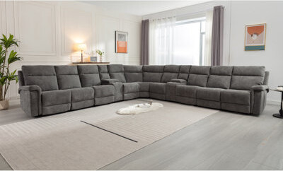 Latitude Run 11 - Piece Cushion Back Power Reclining Sectional With Adjustable Lumbar Support & Headrest