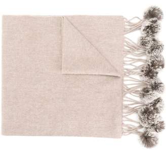 N.Peal fur-bobble knitted scarf