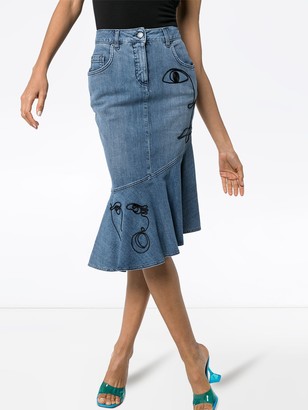 Moschino High-Waisted Embroidered Skirt