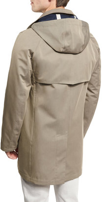 Loro Piana Hooded Single-Breasted Raincoat, Antelope