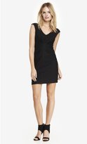 Thumbnail for your product : Express Black V-Neck Ruched Raised Rib Dress