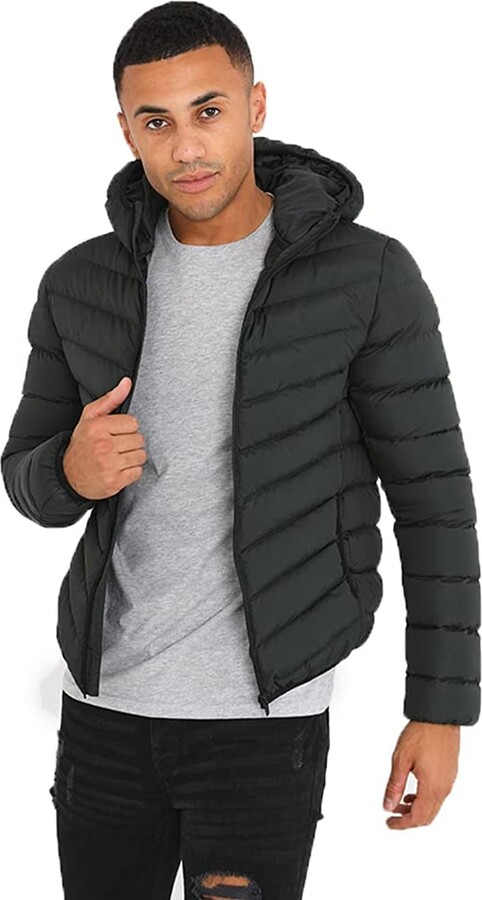 Brave Soul GrantPlain Mens Padded Hooded Jacket - Black - X Large -  ShopStyle Outerwear
