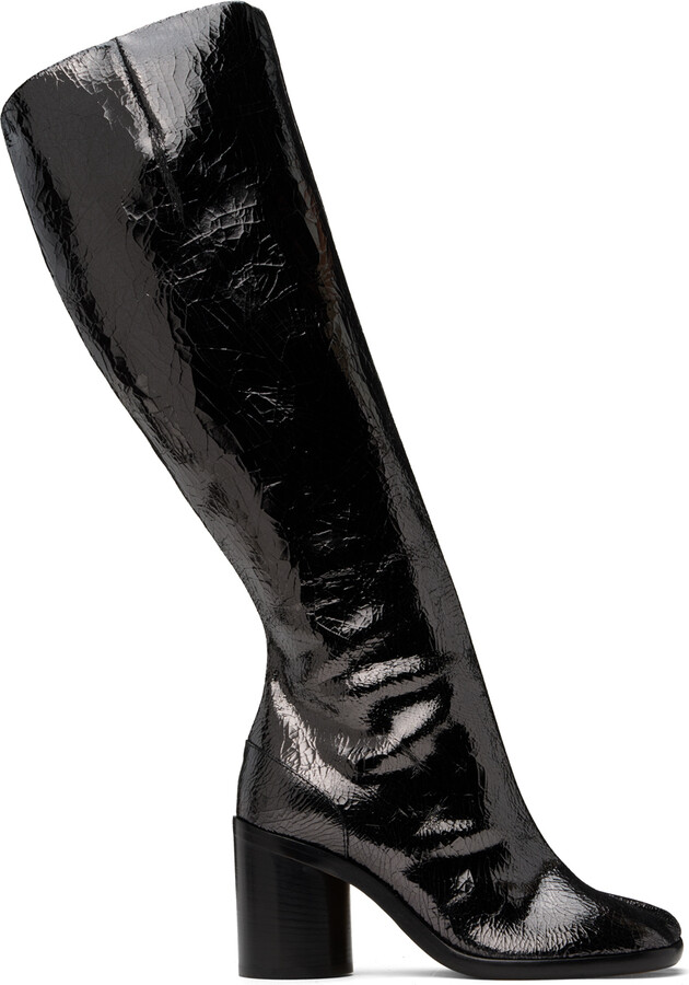Maison Margiela Black Tabi Broken Mirror Tall Boots