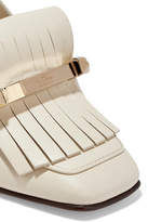 Thumbnail for your product : Valentino Garavani Uptown 90 Fringed Leather Pumps - Ivory