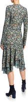 Thumbnail for your product : See by Chloe Long-Sleeve Tiered Printed Flounce Dress