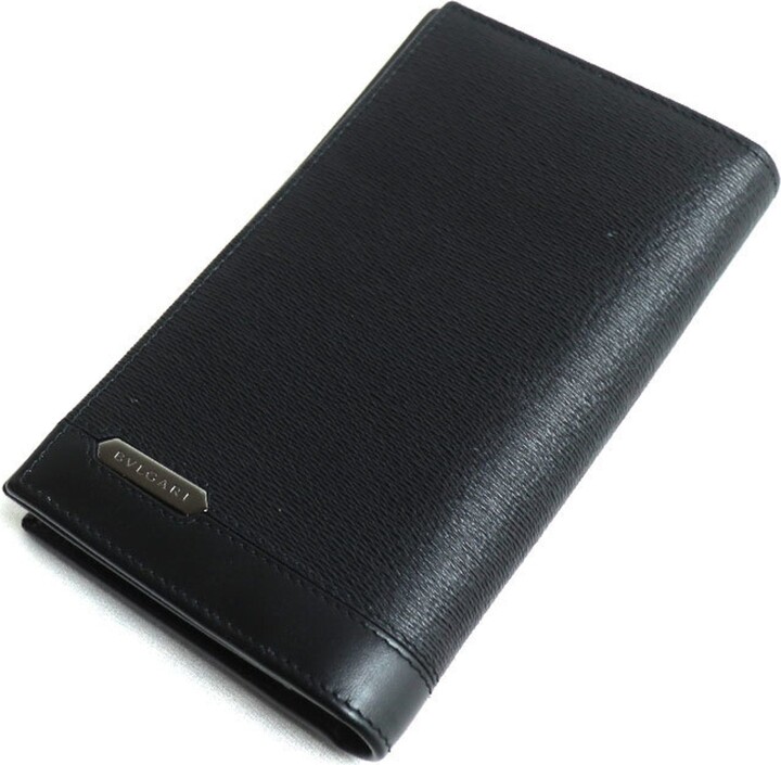 Bvlgari Black Leather Long Wallet (Bi-Fold) (Pre-Owned)