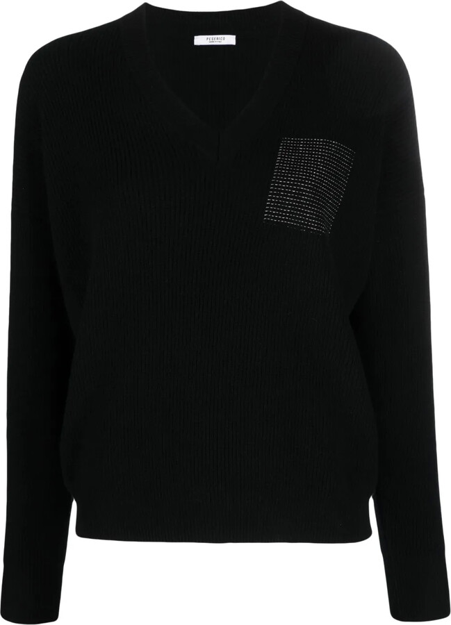 Peserico metallic-threading V-neck jumper