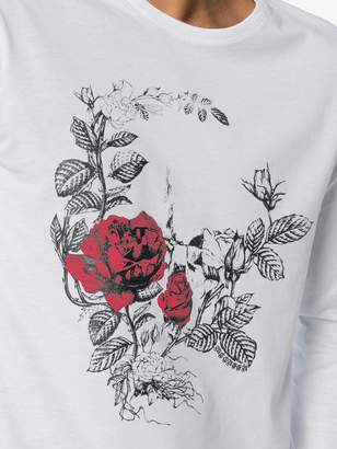 Alexander McQueen Gothic Rose Skull print cotton long sleeve t shirt
