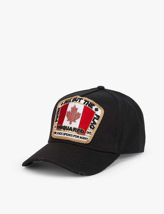 DSQUARED2 Canadian flag-appliqué cotton baseball cap - ShopStyle Hats