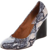 Thumbnail for your product : Lanvin Snakeskin Round-Toe Wedges
