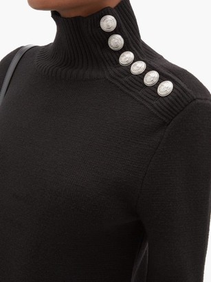 Paco Rabanne Milano Merino Wool Button-embellished Sweater - Black