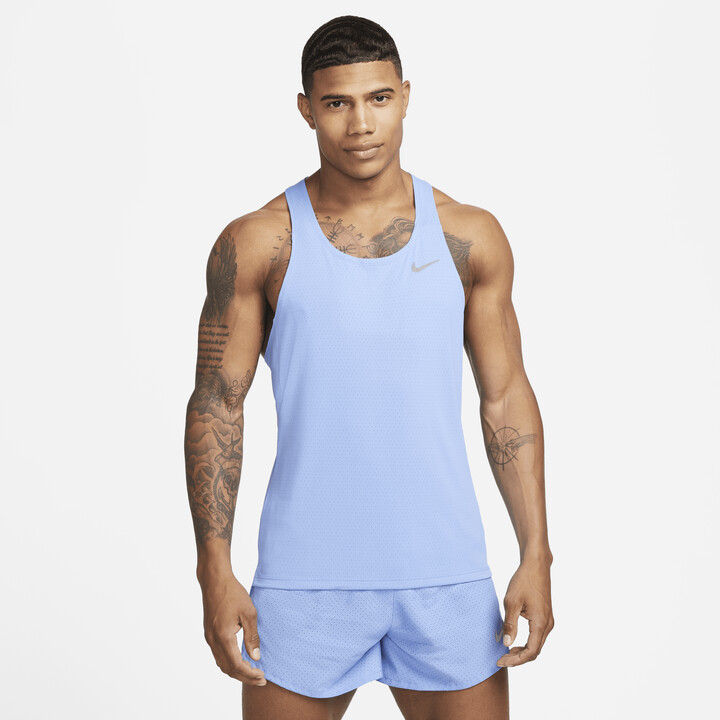 Nike Men's Dri-FIT Fast Racing Singlet in Blue - ShopStyle Activewear Shirts