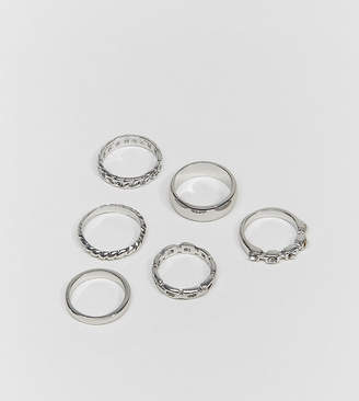 DesignB London Patterned Band Rings In 6 Pack