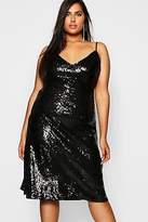Thumbnail for your product : boohoo NEW Womens Plus Sequin Plunge Midi Slip Dress in Polyester