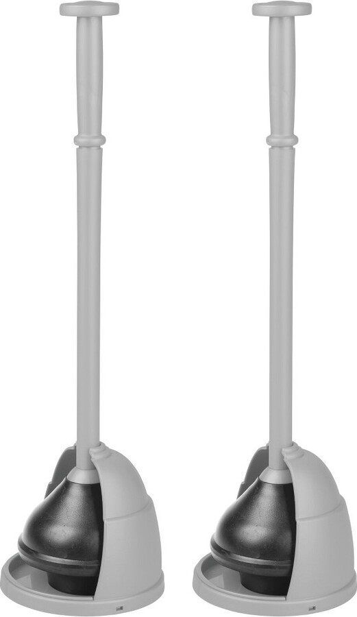 mDesign Plastic Freestanding Toilet Plunger and Storage Cover Set. 2