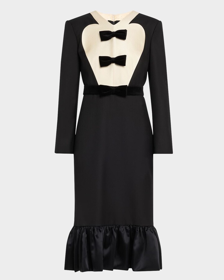Valentino Garavani Bow Tuxedo Ruffle Midi Dress