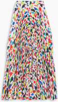 Pleated printed crepe midi skirt 