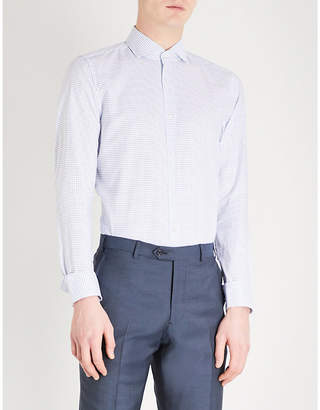 BOSS Micro-square slim-fit cotton shirt