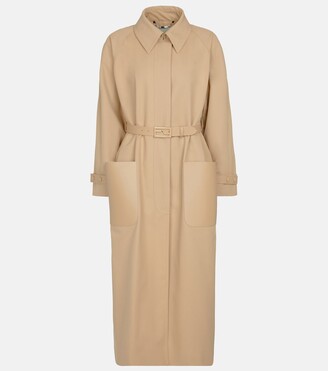 Fendi Leather-trimmed trench coat