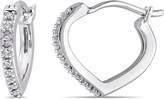 Thumbnail for your product : Julie Leah 10K White Gold Pointed Hoop Earrings with Diamond Accents