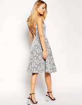 Thumbnail for your product : ASOS Textured Low Back Midi Dress in Floral Print