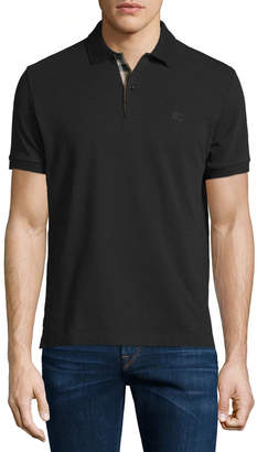 Burberry Short-Sleeve Oxford Polo Shirt, Black