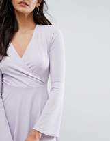 Thumbnail for your product : Club L Wrap Front Slinky Rib Skater Dress