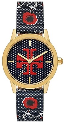 Tory Burch Gigi Three-Hand Two-Tone Leather Watch - ShopStyle
