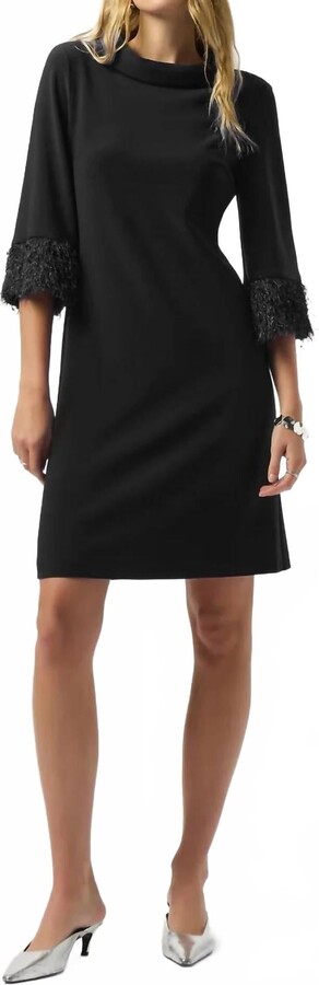 Joseph Ribkoff High-Neck Knee-Length Shift Dress In Black