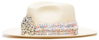 Maison Michel Crystal-Embellished Appliqué Fedora Hat