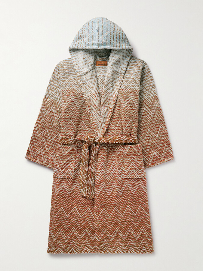 Missoni Home Stone Ombré Striped Cotton-Terry Hooded Robe